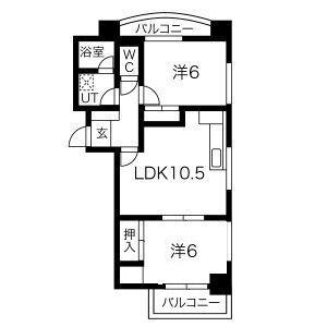 WIN大須(2LDK/9階)の間取り写真