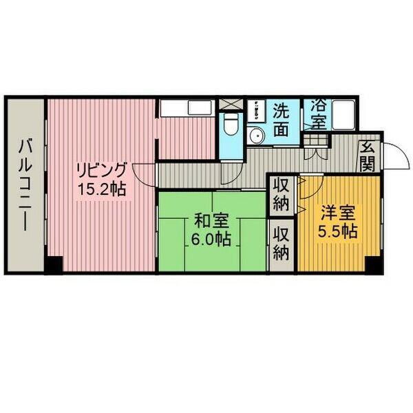 RAPPORT中江(2LDK/4階)の間取り写真