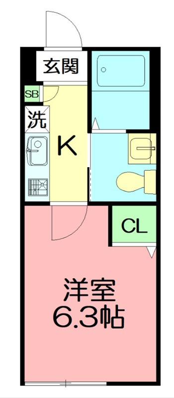 アルブル海老名(1K/1階)の間取り写真