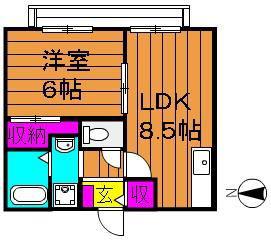 ステリーナ福島A棟(1LDK/2階)の間取り写真