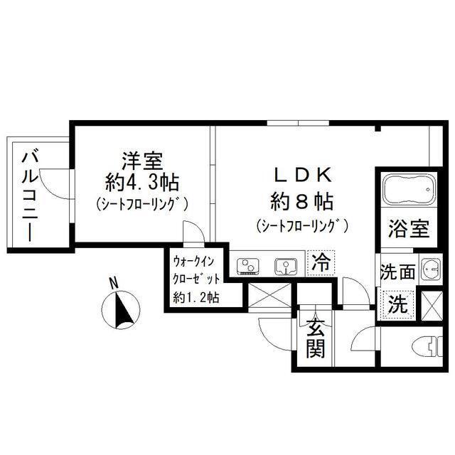 MOCXION四谷三丁目(1LDK/3階)の間取り写真