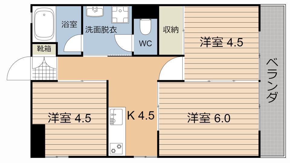 メゾン甲南(3K/3階)の間取り写真