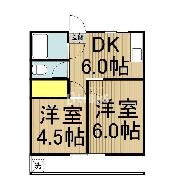 メゾン聖武(2DK/1階)の間取り写真