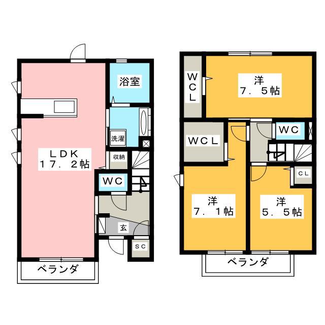 D-ROOM西長住(3LDK/1階)の間取り写真