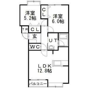クリスタルリバー壱番館(2LDK/2階)の間取り写真