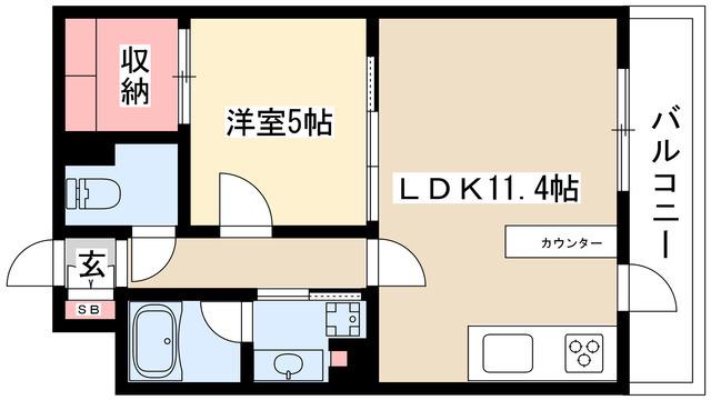 サリジェール瑞穂(1LDK/1階)の間取り写真