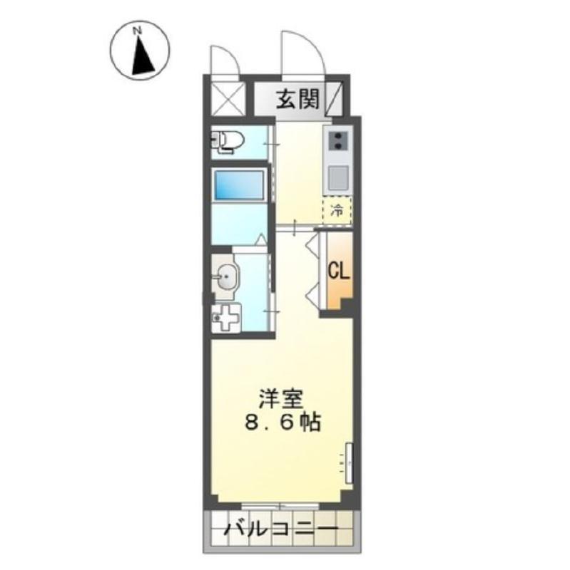 西条本町駅前マンション(1K/1階)の間取り写真