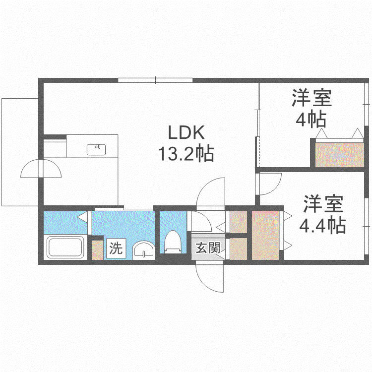 カーサブラン(2LDK/2階)の間取り写真