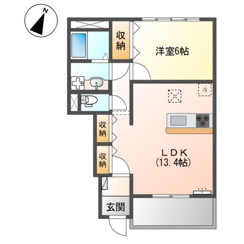 シャトーミニヨン(1LDK/1階)の間取り写真