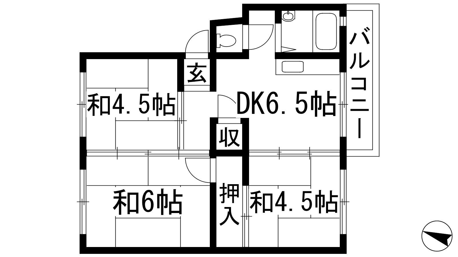 伊丹池尻1(3DK/4階)の間取り写真