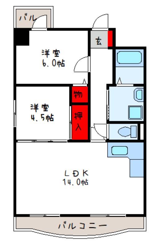 ラフォーレ八尾(2LDK/5階)の間取り写真