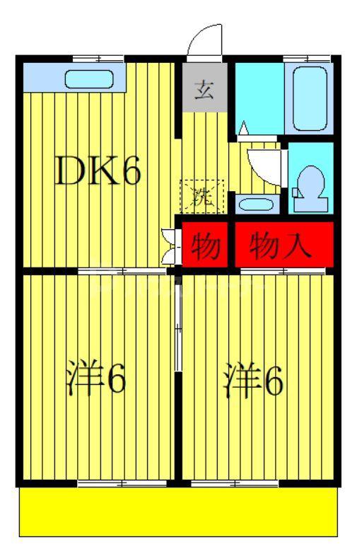 パールハイツ染谷53(2DK/1階)の間取り写真