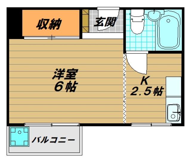 ヤマギマンション(1K/2階)の間取り写真