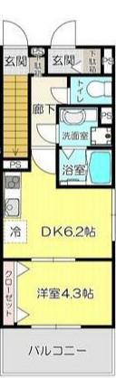 HILLS松山(1DK/1階)の間取り写真