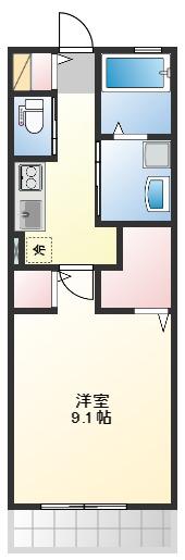 LIS N HEIGHTS(1K/2階)の間取り写真