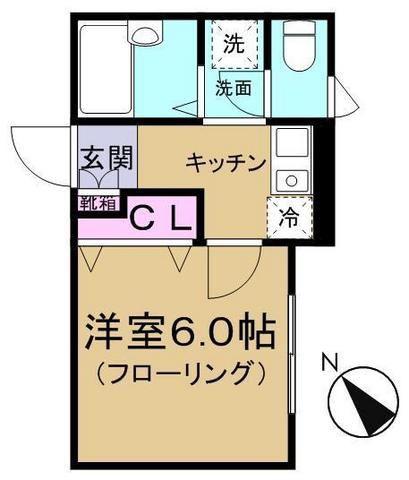 コーポ百合(1K/2階)の間取り写真