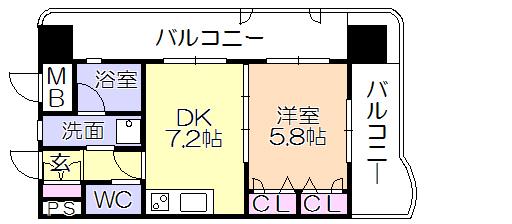 ライオンズマンション日吉町(1DK/4階)の間取り写真