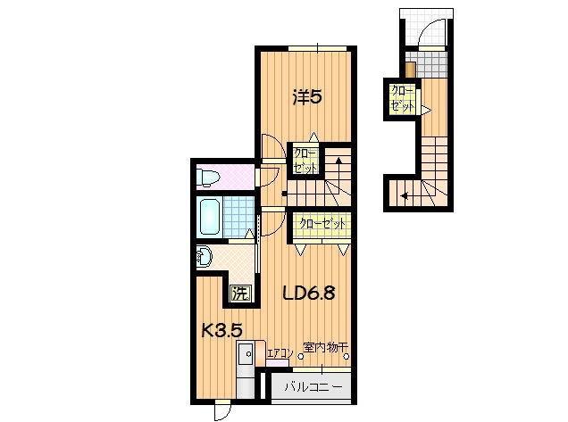 SKY VILLAGE盛南II(1LDK/2階)の間取り写真