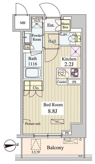 WASEDA APARTMENT (1K/2階)の間取り写真