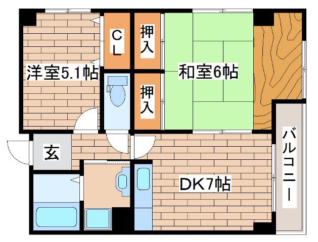 ロッソ王子(2DK/4階)の間取り写真