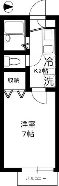 フレアプランドールB棟(1K/1階)の間取り写真