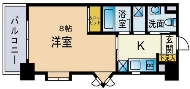 エスポワール春日野道2(1K/4階)の間取り写真