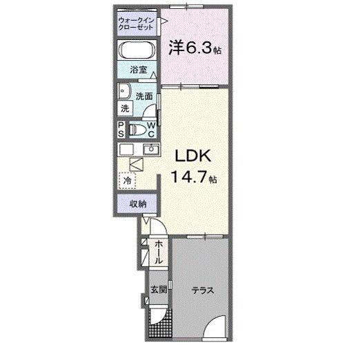 レヴァータ(1LDK/1階)の間取り写真