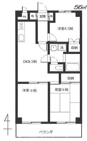 大黒屋ライフスペース(3DK/1階)の間取り写真