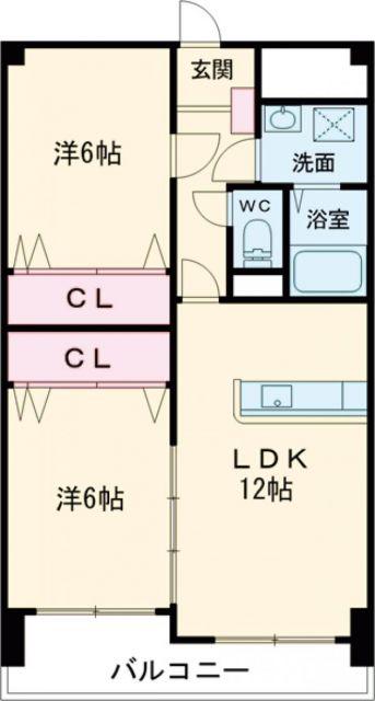 アン・レーヴ(2LDK/2階)の間取り写真