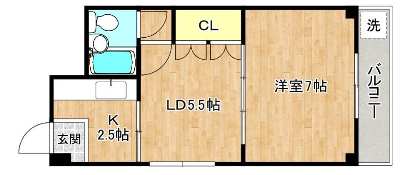 シティ中川(1LDK/2階)の間取り写真