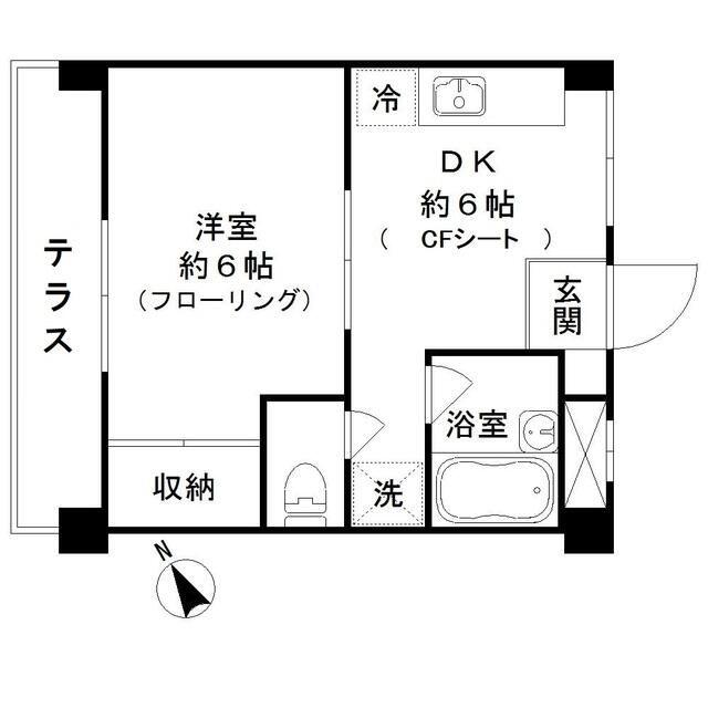 クレサント松陰(1DK/1階)の間取り写真