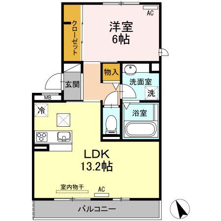 シエル ブルー(1LDK/1階)の間取り写真