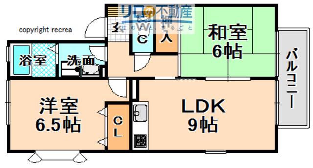 ハイカムールエルテA棟・B棟(2LDK/2階)の間取り写真