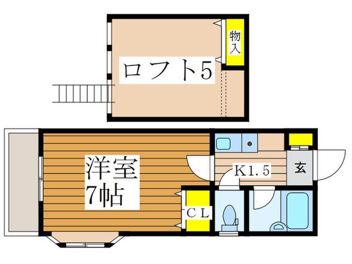 クレセントハイツサウス・PARTIII (1K/2階)の間取り写真