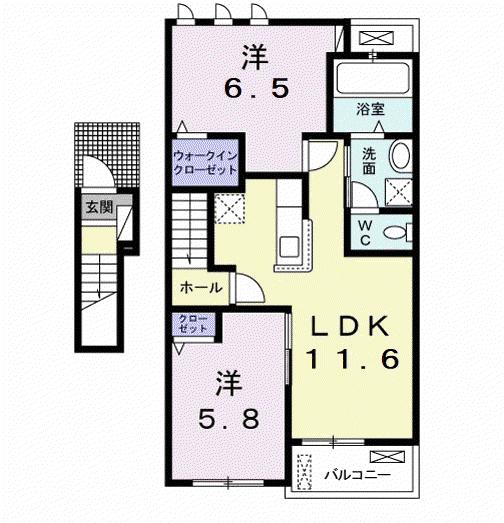 サンヴェール 蔵波 11(2LDK/2階)の間取り写真