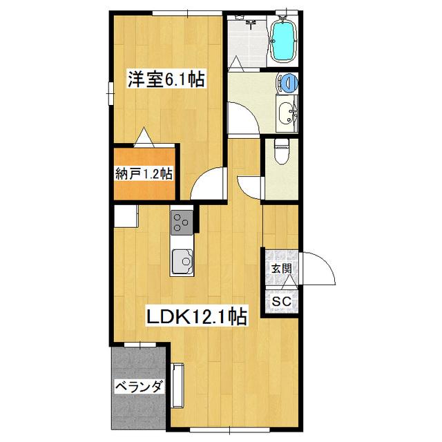 アルシオーネ(1LDK/2階)の間取り写真