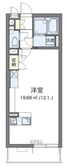 ミランダクレールコート新里(ワンルーム/2階)の間取り写真