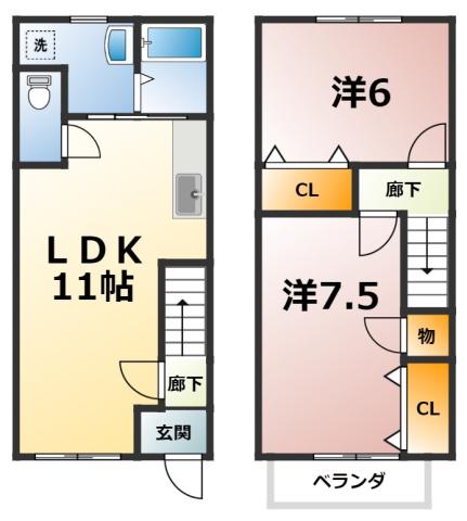ファミール 富士塚A(2LDK/1階)の間取り写真