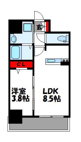 FORBIS原町駅前(1LDK/4階)の間取り写真
