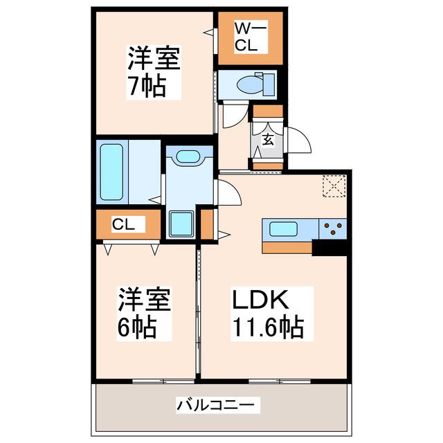 メゾン・ド・シュシュ(2LDK/2階)の間取り写真