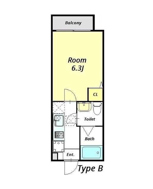 イースト FLAT 松戸(1K/1階)の間取り写真
