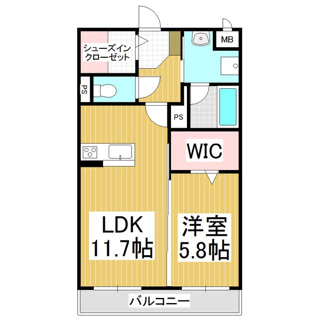 ベルデ平田(1LDK/1階)の間取り写真