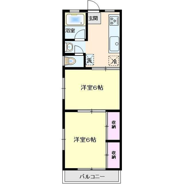 倉井ビル(2K/2階)の間取り写真