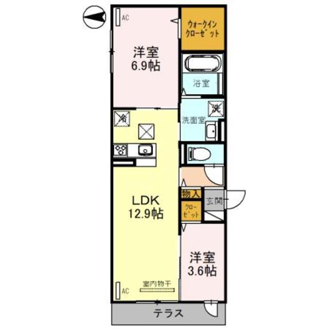 RIHITO八尾 D棟(2LDK/1階)の間取り写真