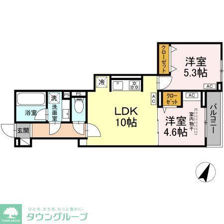 セレスティア上鷺宮II(2LDK/2階)の間取り写真
