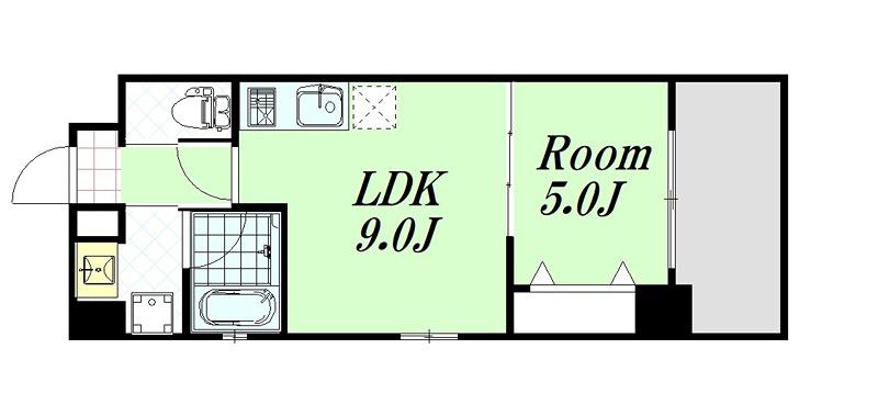 グランエイト中津(1LDK/2階)の間取り写真