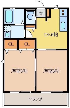 プログレスハイム(2DK/2階)の間取り写真