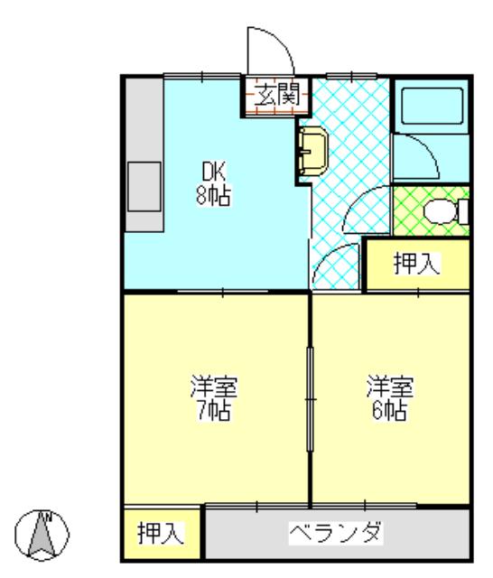 ハイツ アローザ(2DK/2階)の間取り写真