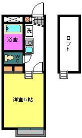 カトレア(1K/2階)の間取り写真