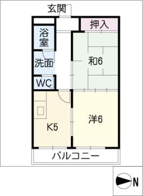 サンコーポヤトミ(2K/1階)の間取り写真
